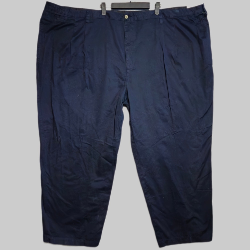 Harbor Bay Chino Pants Mens 62x32 Navy Blue Big & Tall Comfort Waist Band NEW